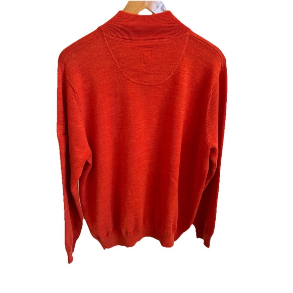 FootJoy 100% Wool Quarter Zip Pullover Sweater Orange Men's Large Spring Golf - Picture 5 of 8